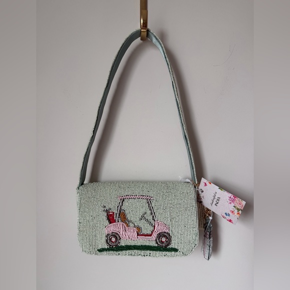 Handbags - Viral beaded green golf cart shoulder bag